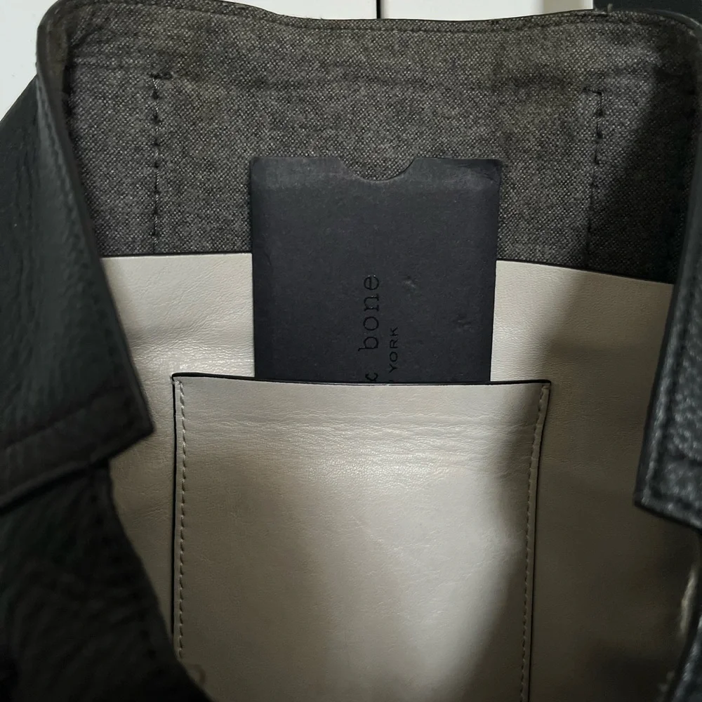 rag & bone Black Leather Bradbury Satchel Tote Bag - Picture 7 of 12